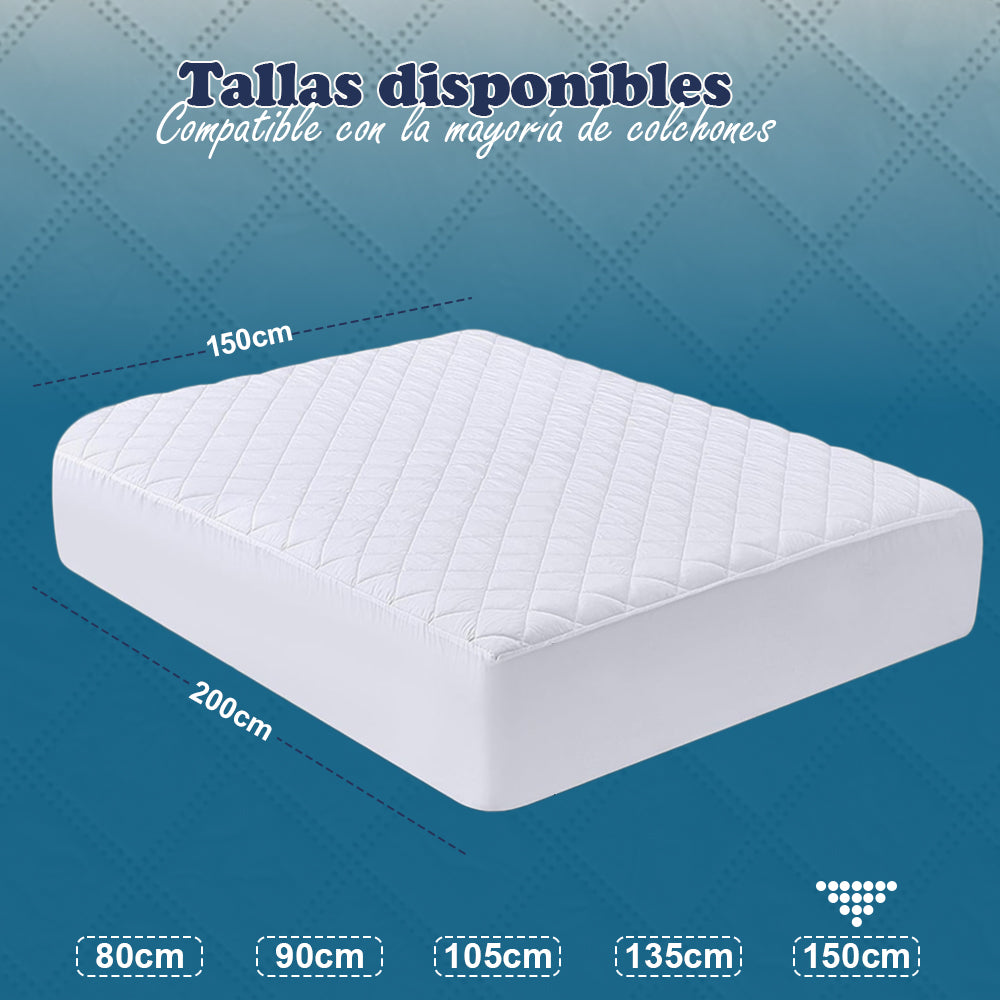 AYA MARKT Protector de colchón Acolchado Impermeable, Protector de Colchón Transpirable, Funda de Colchón Blanco, Elástico en todo el Contorno, Microfibra, Incluye Bolsa de Almacenaje