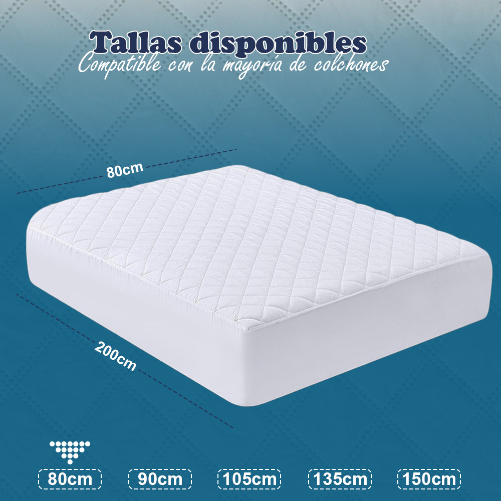 AYA MARKT Protector de colchón Acolchado Impermeable, Protector de Colchón Transpirable, Funda de Colchón Blanco, Elástico en todo el Contorno, Microfibra, Incluye Bolsa de Almacenaje