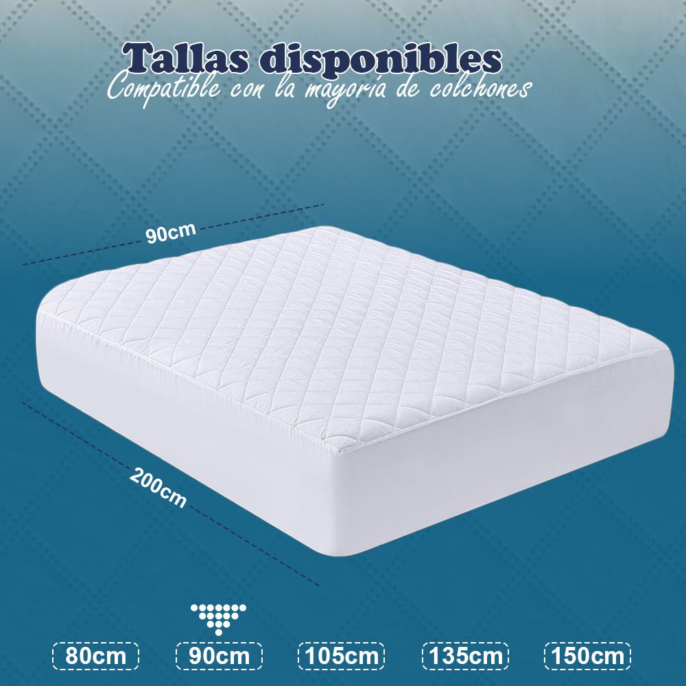 AYA MARKT Protector de colchón Acolchado Impermeable, Protector de Colchón Transpirable, Funda de Colchón Blanco, Elástico en todo el Contorno, Microfibra, Incluye Bolsa de Almacenaje