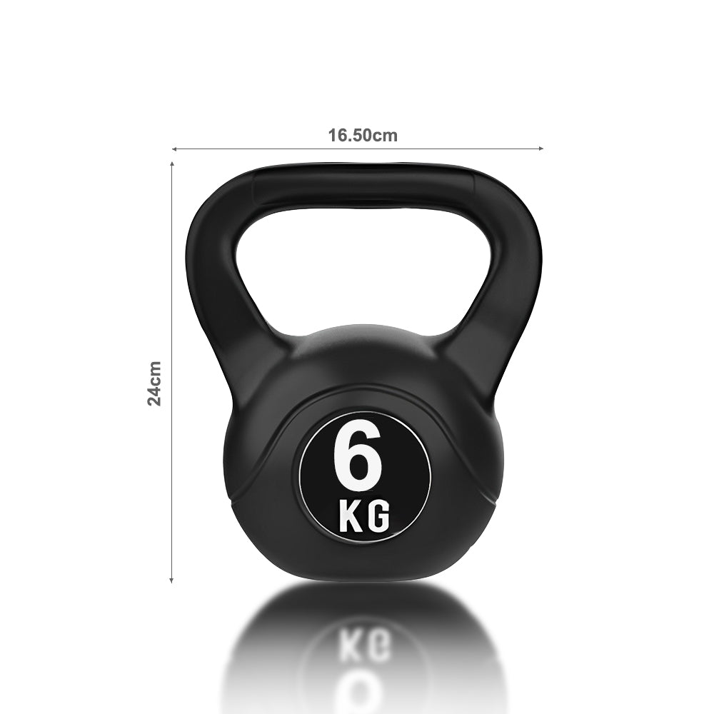 Pesa Rusa Redonda para Entrenamiento Fisicoculturismo en Casa Gimnasio Deporte Interior Exterior, Mango Estructurado, 4-14 Kg, Negro