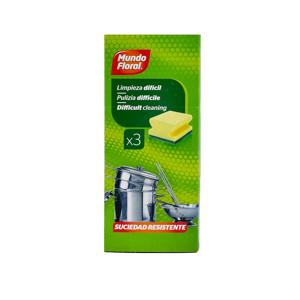 ESTROPAJO 3UDS MUNDO FLORAL