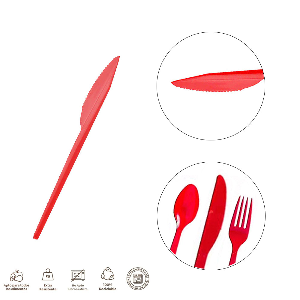 1351R CUCHILLO ROJO 15UDS 16.5CM REUTIL.