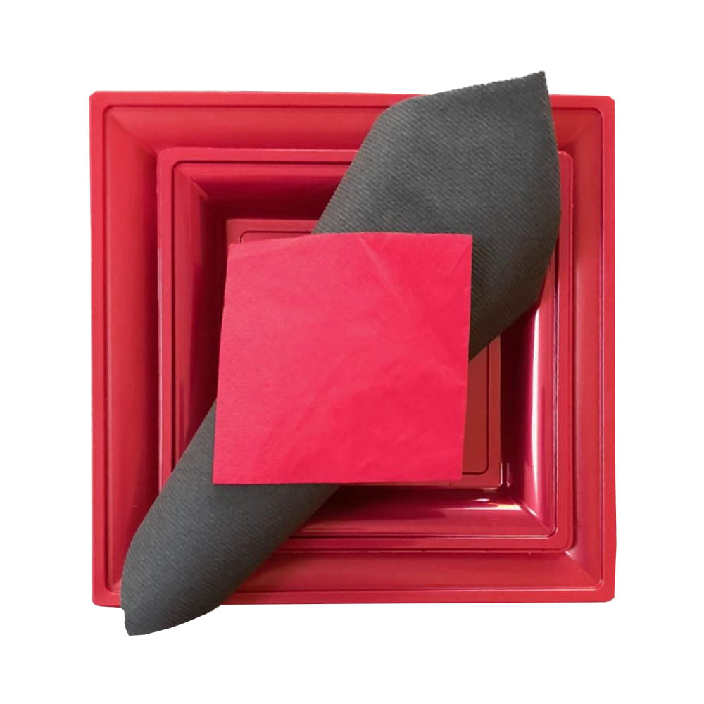 1020R PLATO LLANO CUAD.ROJO 17X17CM 6UDS