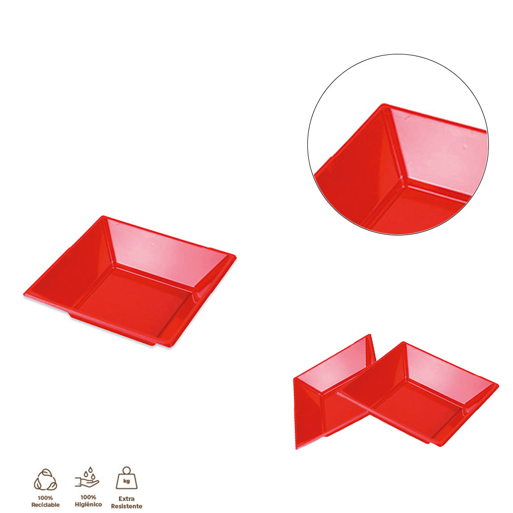 1022R PLATO HONDO CUAD.ROJO 17X17 6UD RE
