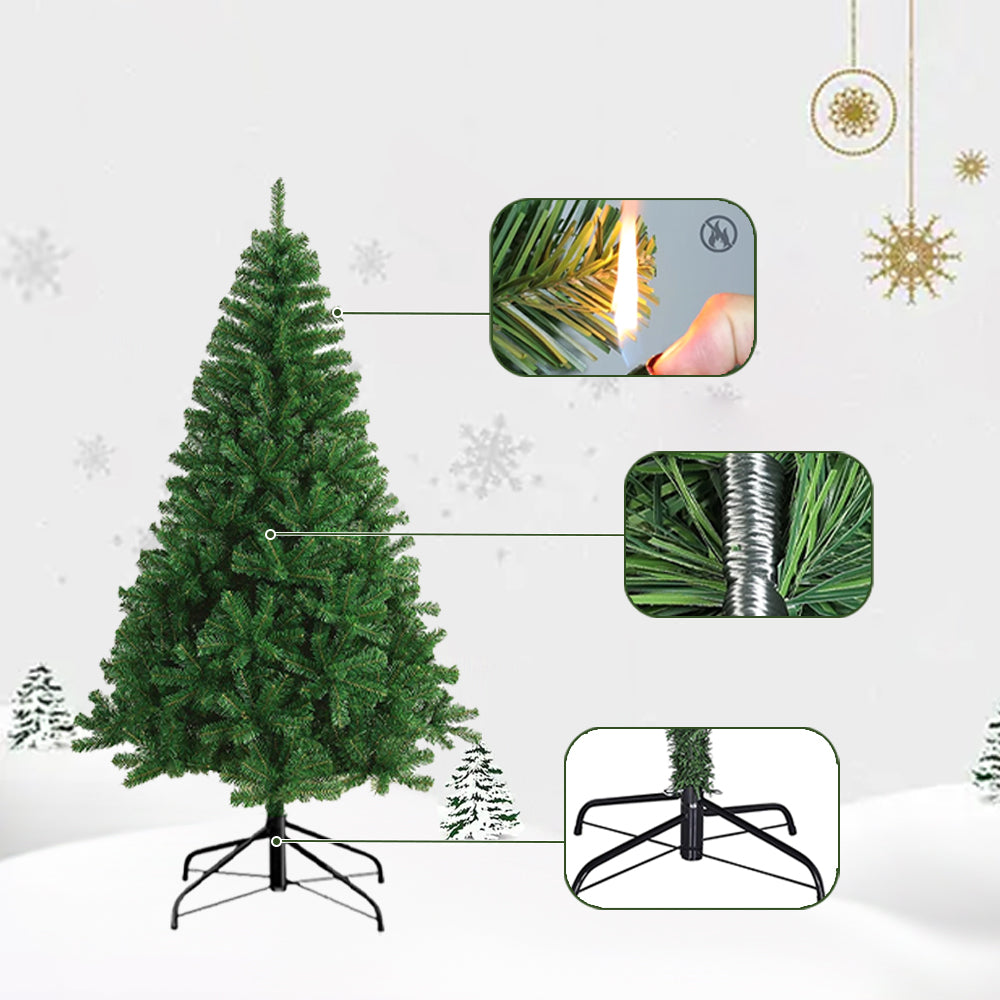 Árbol de Navidad Artificial 60-210cm, Abeto de Hoja Espumillón, Fácil de Montar Arboles Con Soporte Metálico