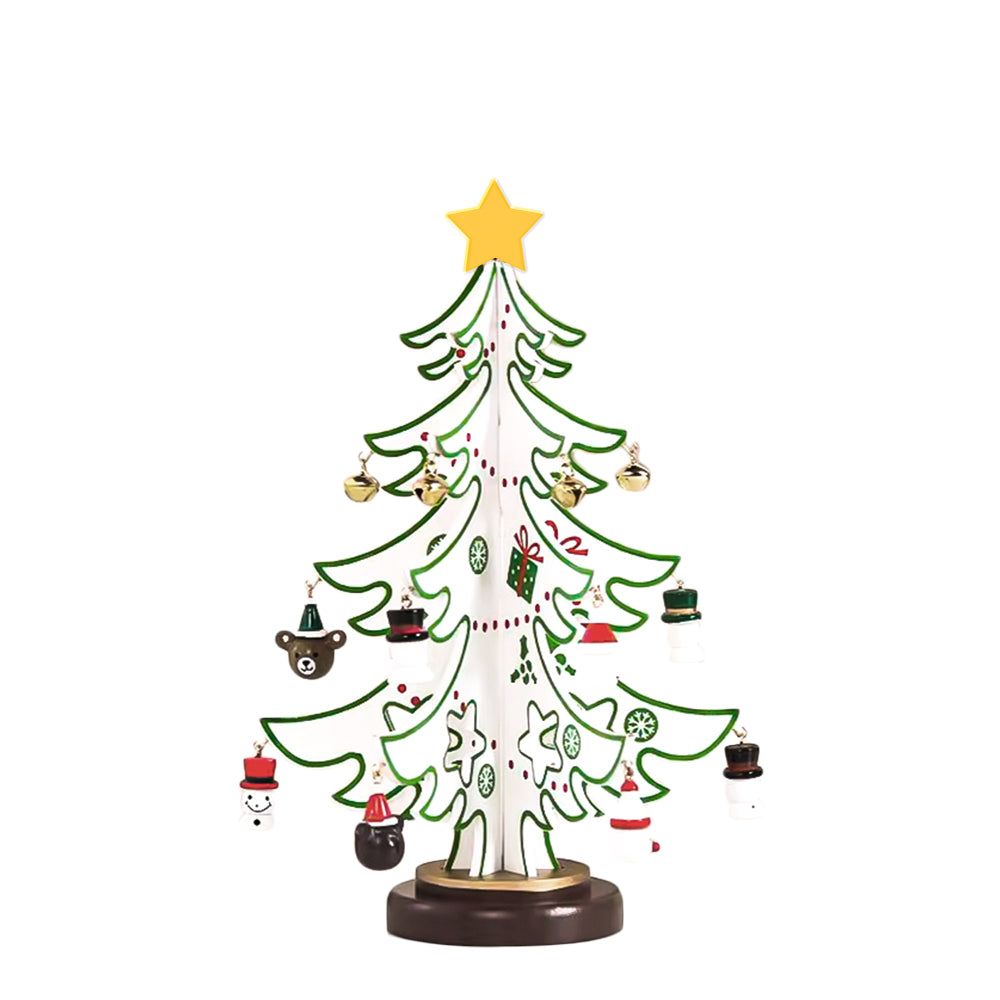 Mini Árbol de Navidad de Madera Decorativo - Árbol Navideño con Colgantes y Estrella - Adorno de Mesa para Decoración Navideña del Hogar,Regalo de Navidad