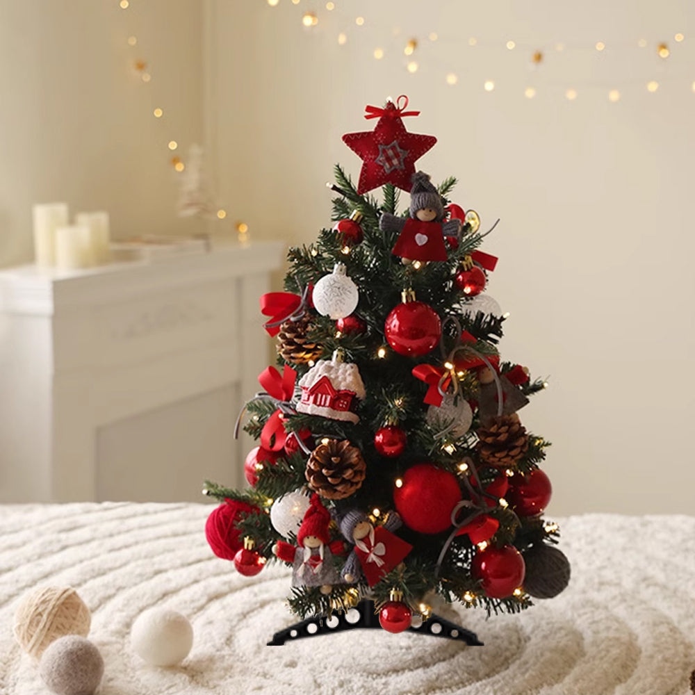 Árbol de Navidad Artificial 60-210cm, Abeto de Hoja Espumillón, Fácil de Montar Arboles Con Soporte Metálico