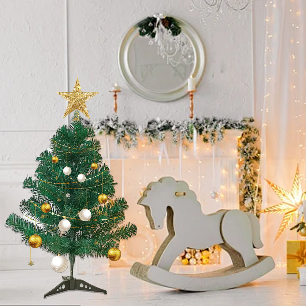 Árbol de Navidad Artificial 60-210cm, Abeto de Hoja Espumillón, Fácil de Montar Arboles Con Soporte Metálico