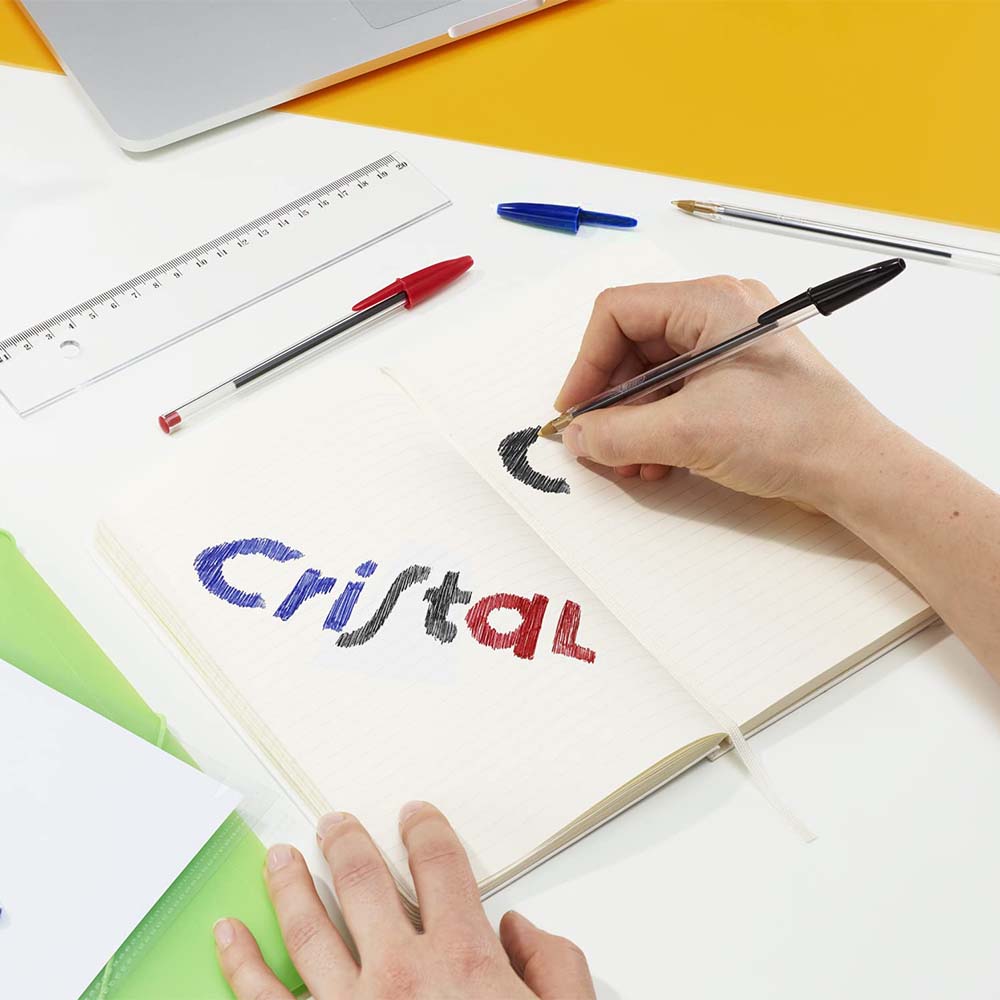 BIC Cristal Bolígrafo 3 Colores Clásico, Punta Media 1.0 mm, Bolígrafos BIC Originales, Material Escolar y Oficina, Caja de 50 Unidades